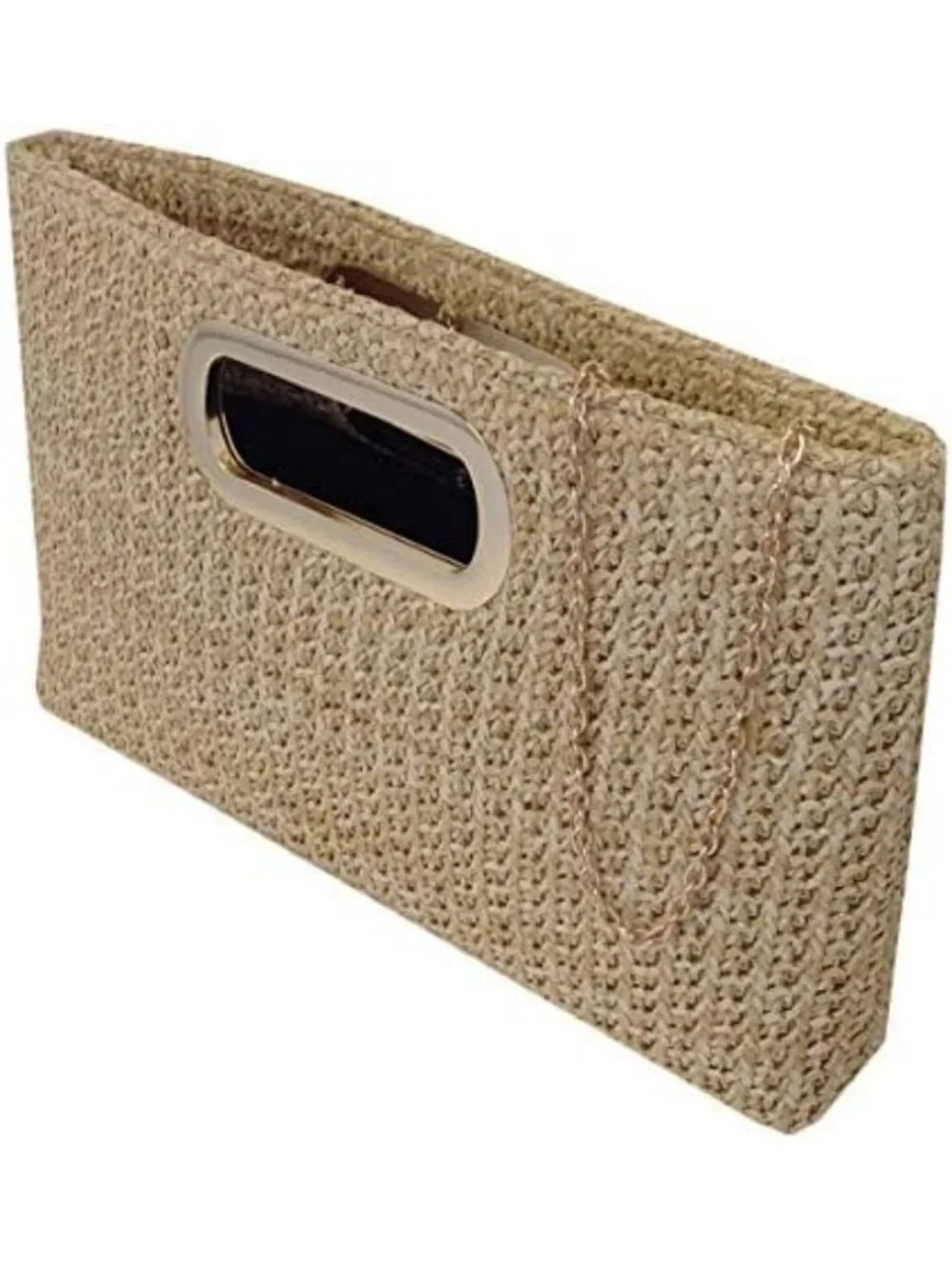 Chic Top Handle Straw Clutch Bag - Summer Beach Purse, Boho Style Handbag